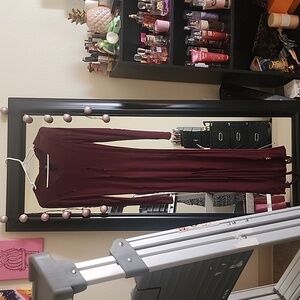 Maxi sweater distressed dress. Worn one time, color is burgundy
